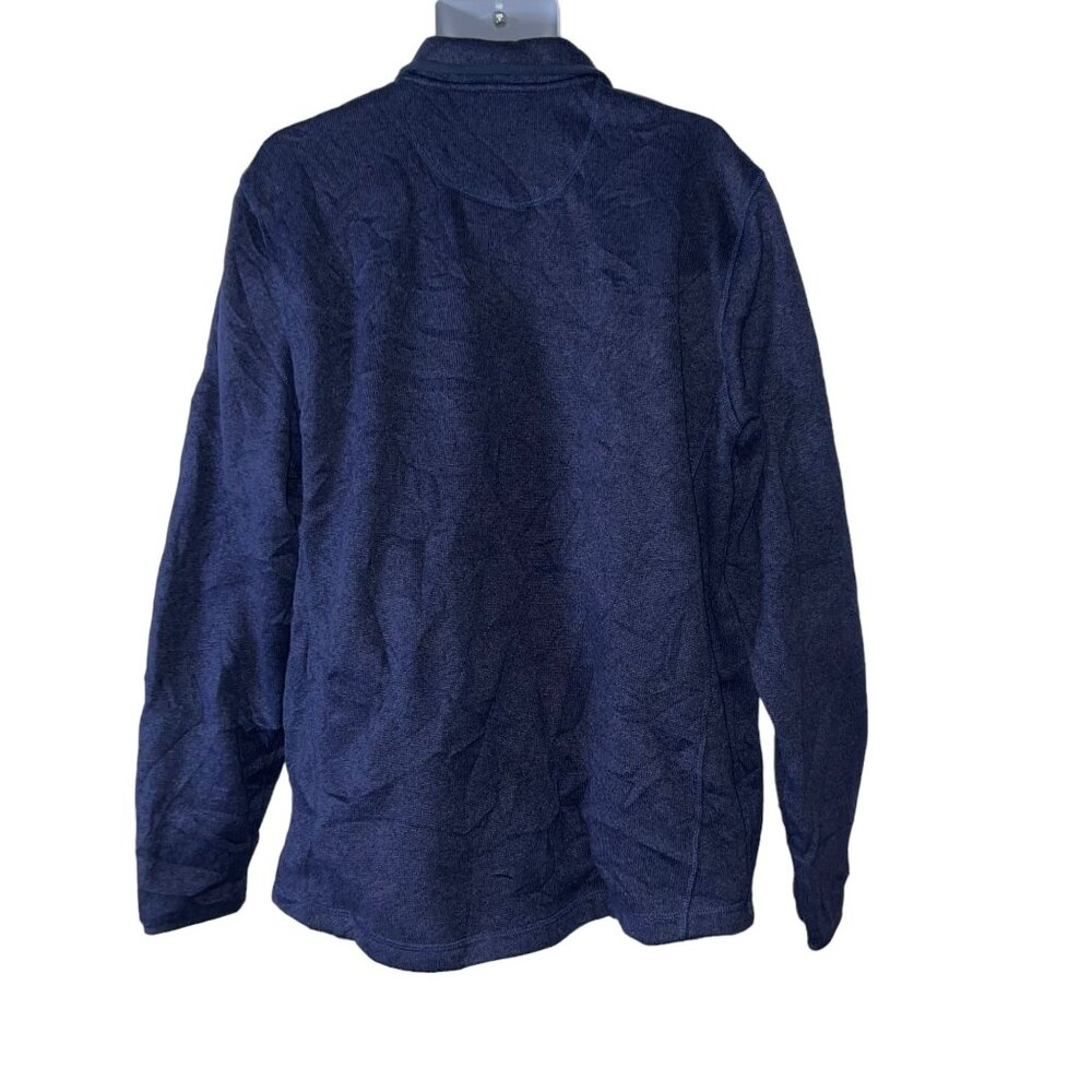 LL Bean Ribbed Cardigan Sweater Mens XL Big Tall Blue Pockets Logo Fleece Lined - Picture 6 of 9